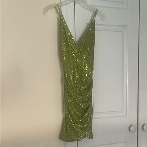 Forever 21 Sequin Embellished Green Mini Dress